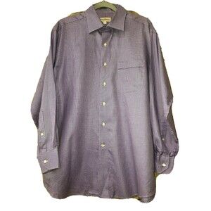 Tommy Bahama Mens Dress Shirt 16 1/2 32/33 Long Sleeve Purple Houndstooth Check